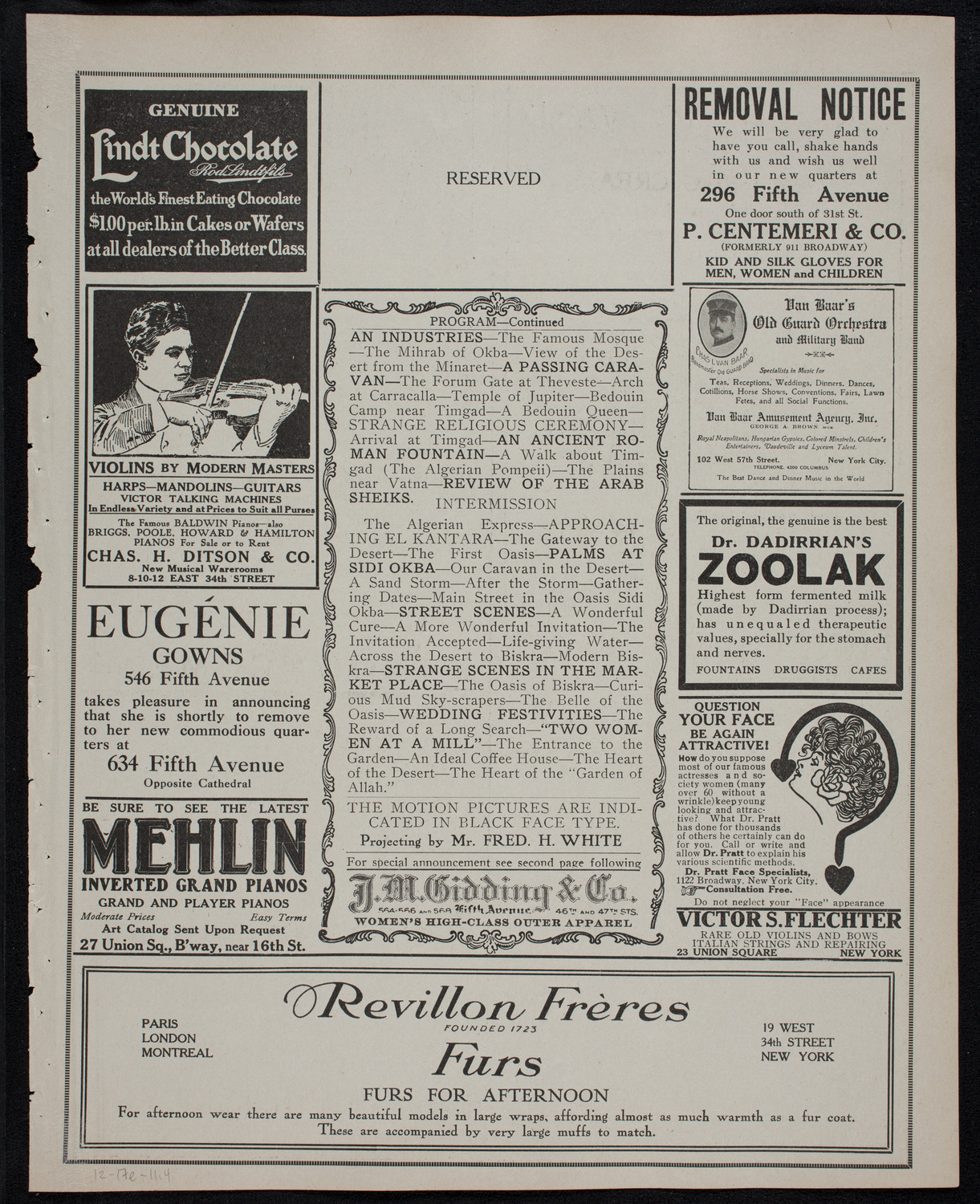 Elmendorf Lecture: The Garden of Allah, December 17, 1911, program page 7