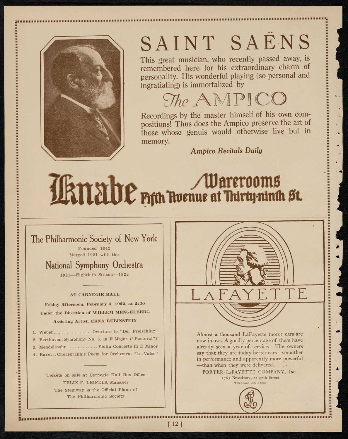Boston Symphony Orchestra, February 2, 1922, program page 12