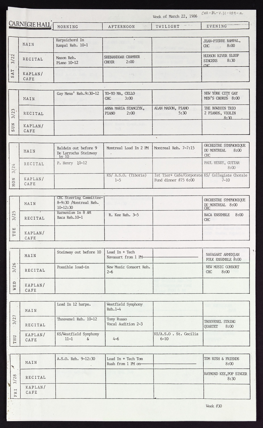 Carnegie Hall Booking Ledger, volume 31, page 59a