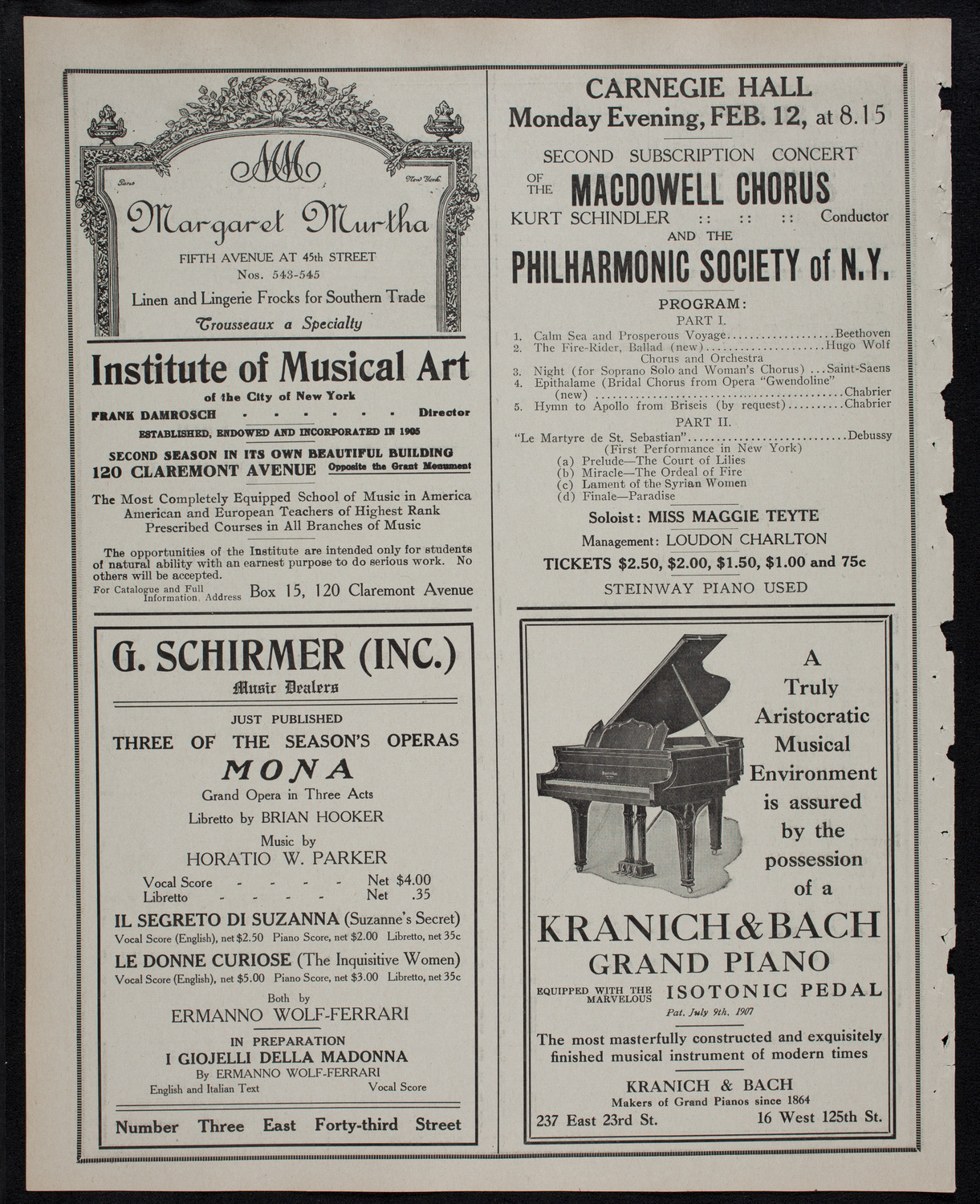 Harold Bauer, Piano, December 12, 1911, program page 6