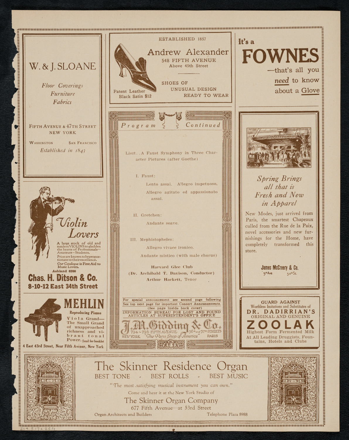 Boston Symphony Orchestra, March 17, 1923, program page 7