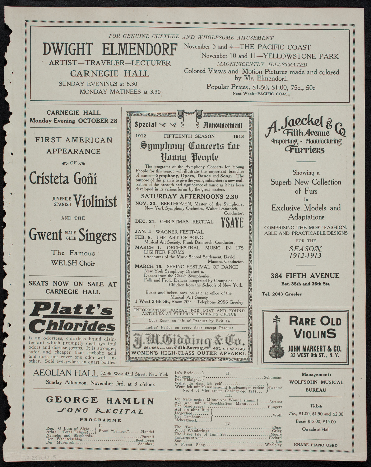Elmendorf Lecture: The Great Southwest, October 28, 1912, program page 9