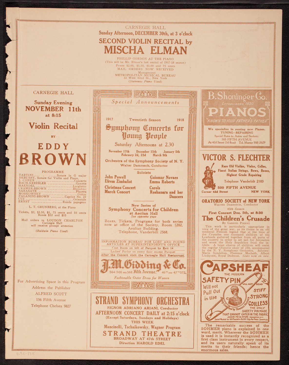 Meeting: The Humanitarian Cult, November 5, 1917, program page 9