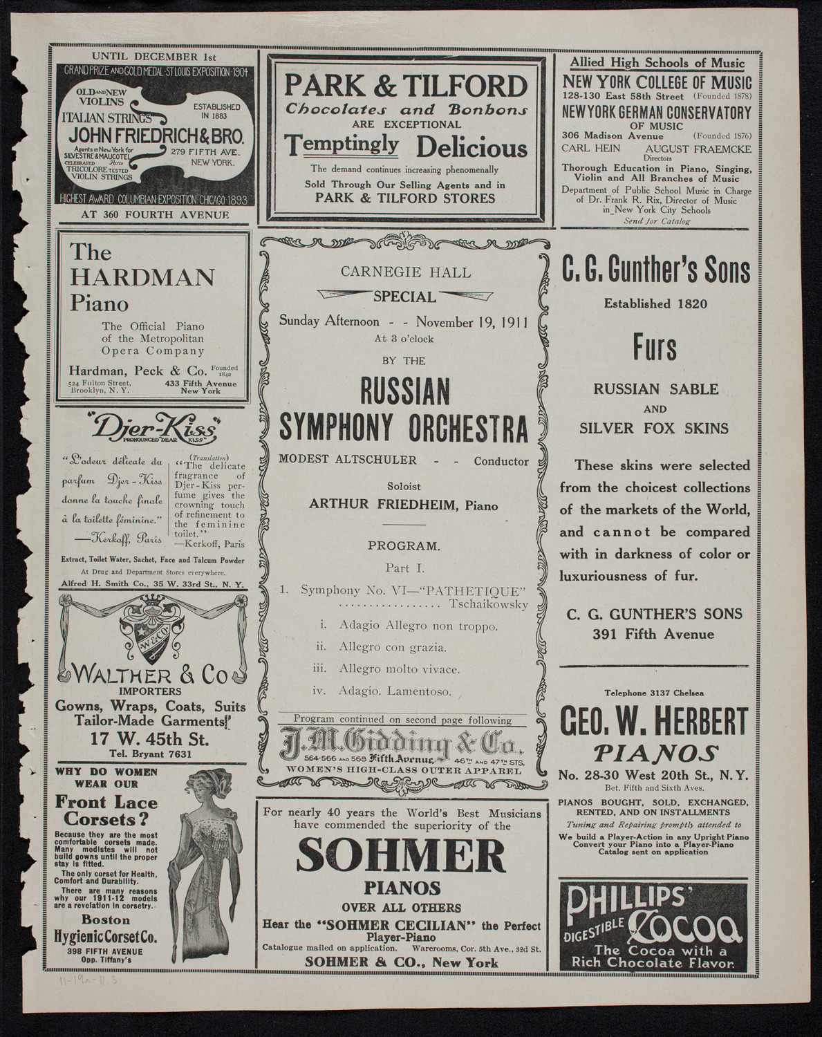 Russian Symphony Society of New York, November 19, 1911, program page 5