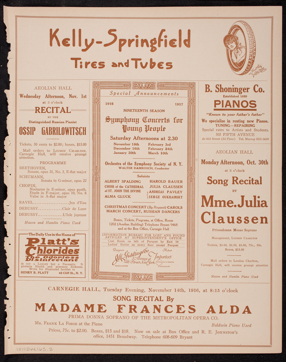 New York Philharmonic, October 26, 1916, program page 9