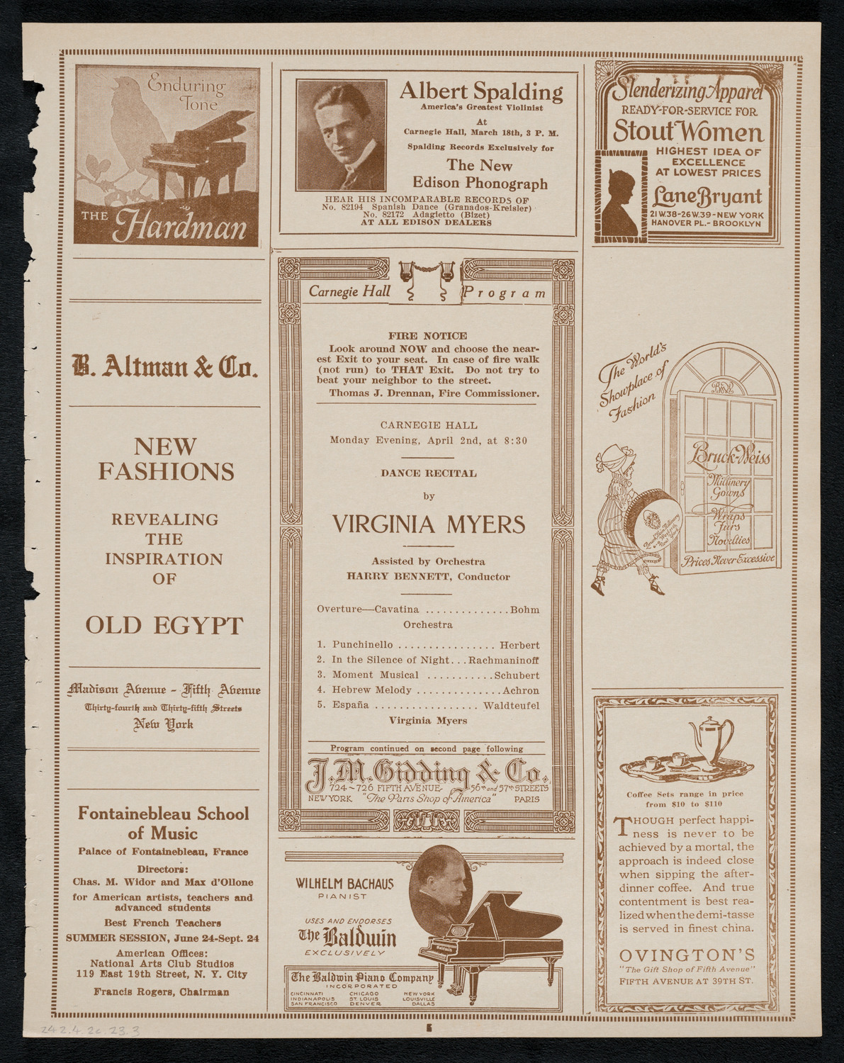 Virginia Myers, April 2, 1923, program page 5