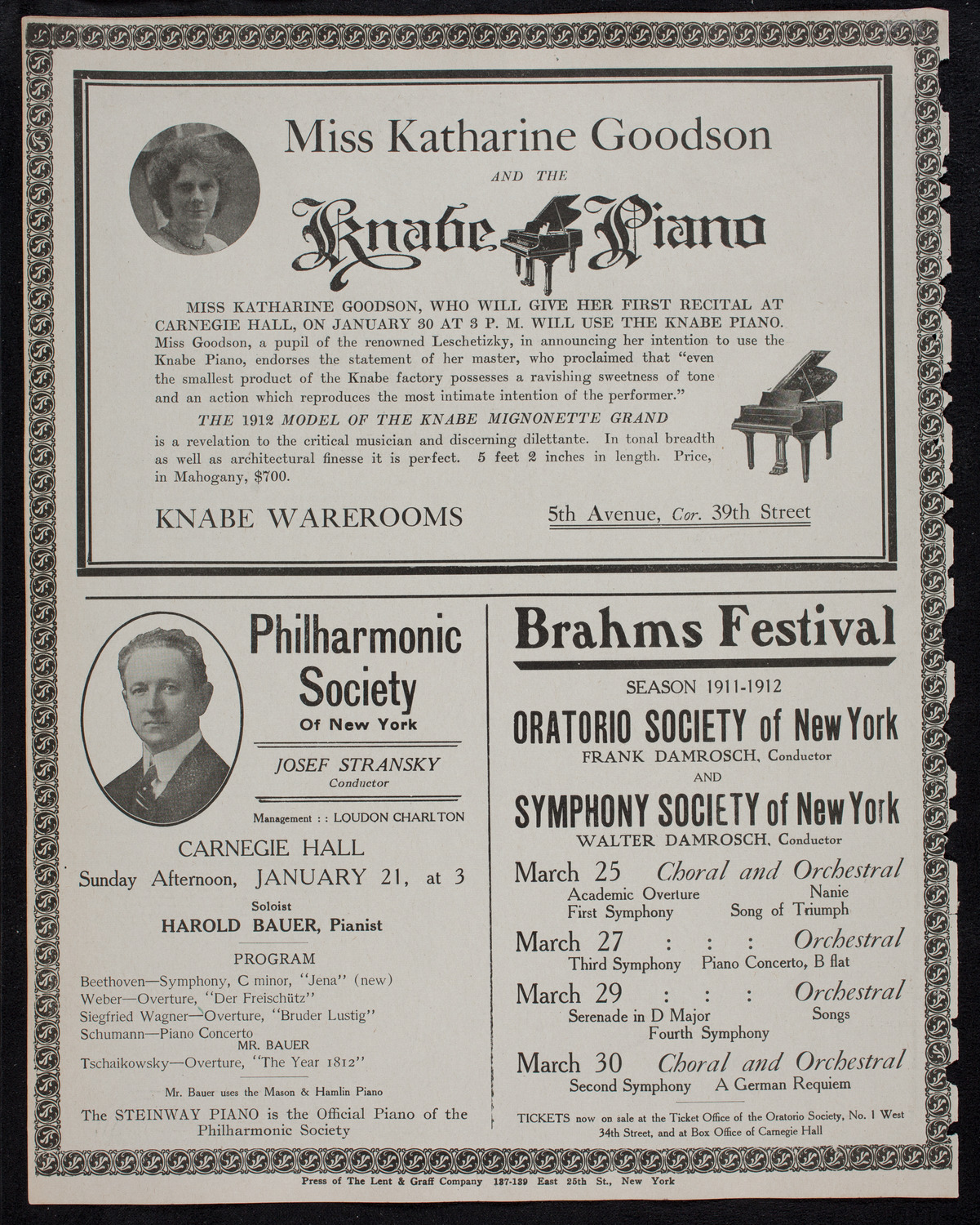 New York Philharmonic, January 19, 1912, program page 12