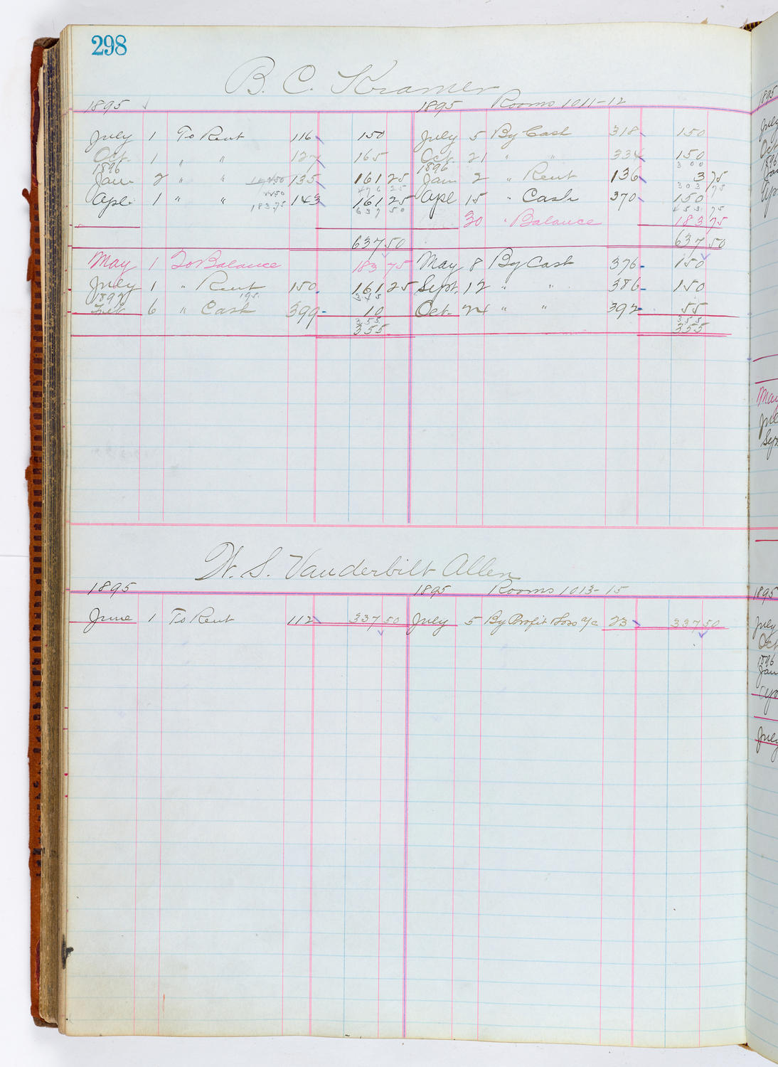 Music Hall Accounting Ledger, volume 1, page 298