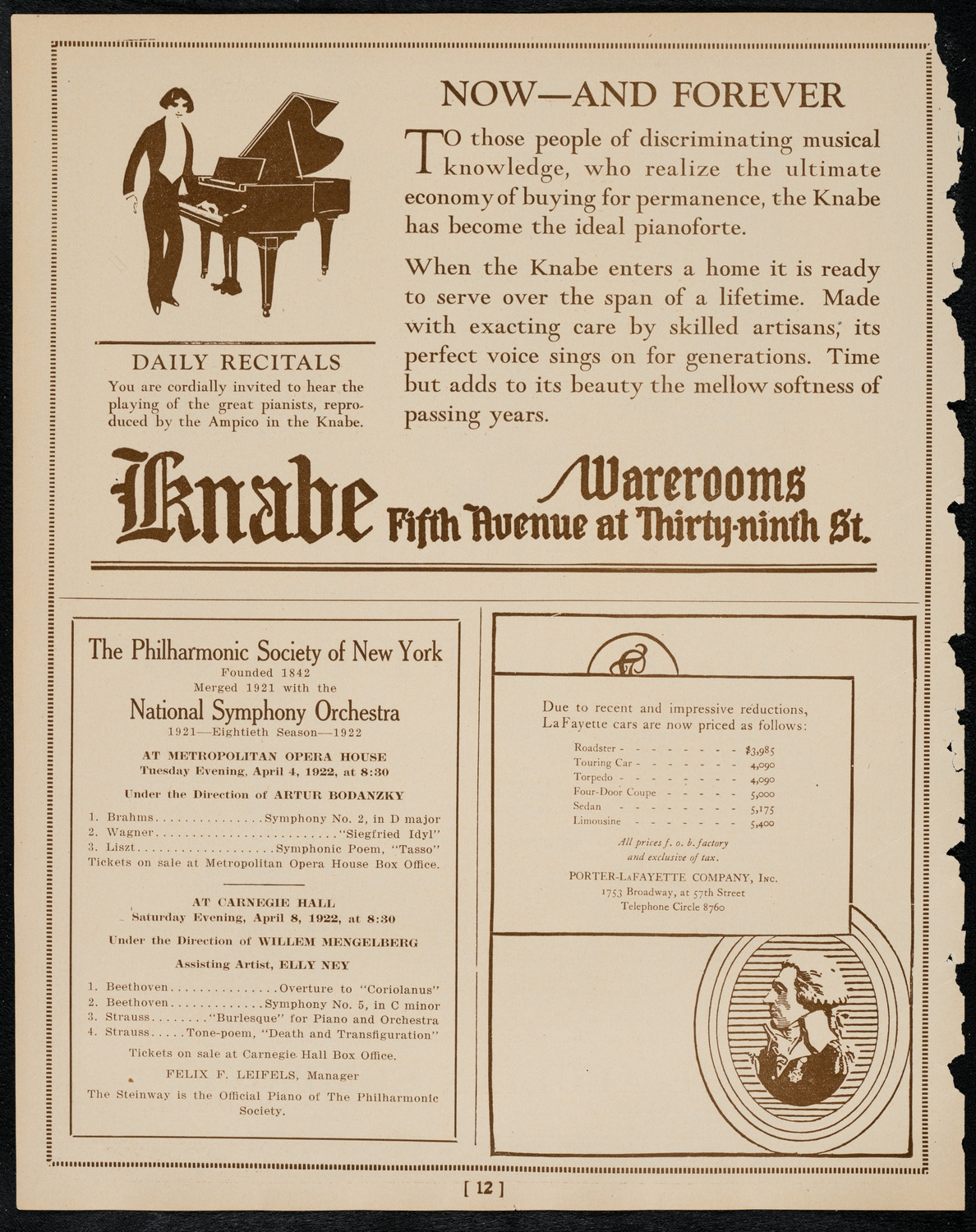 New York Philharmonic, March 31, 1922, program page 12