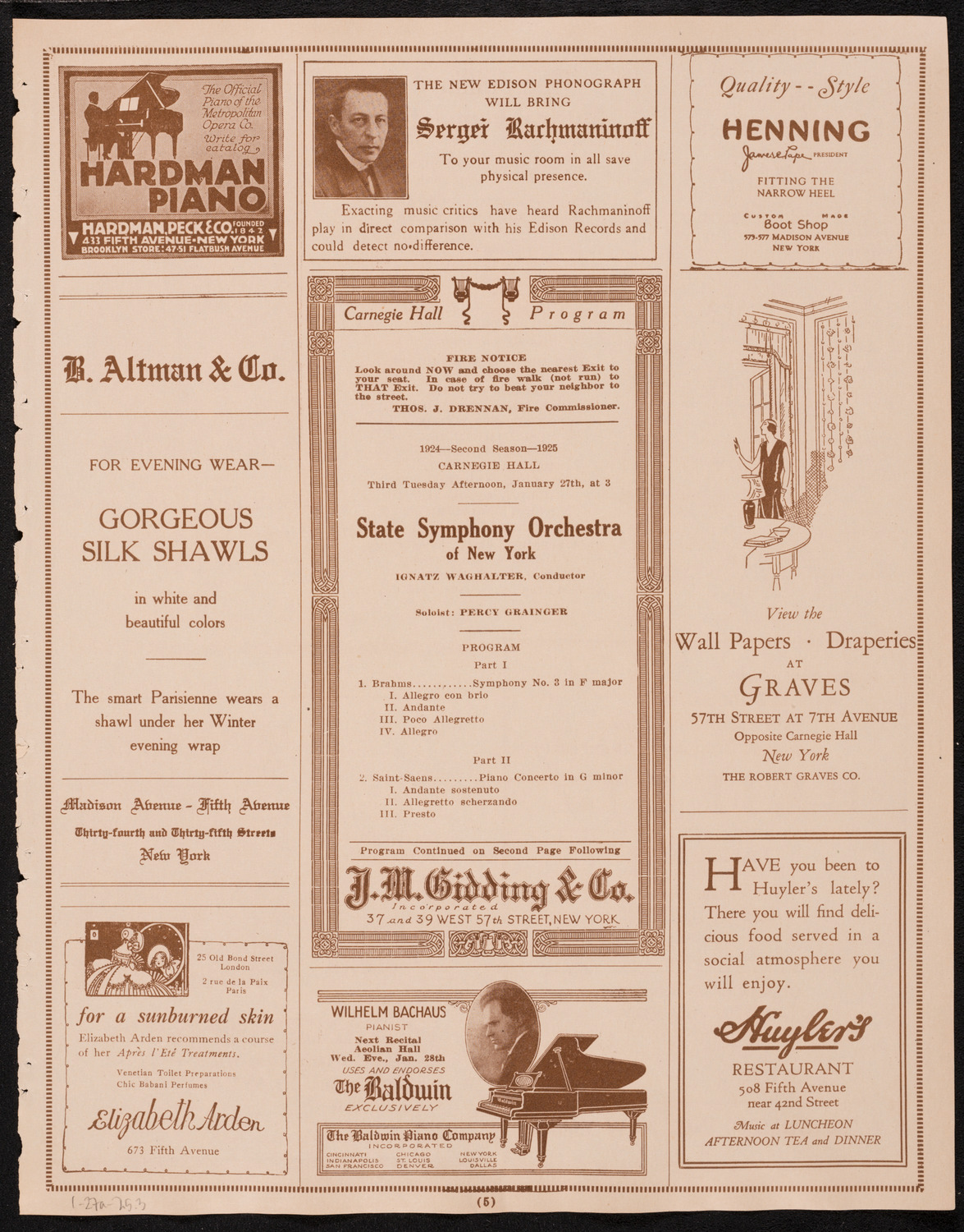 State Symphony Orchestra of New York, January 27, 1925, program page 5