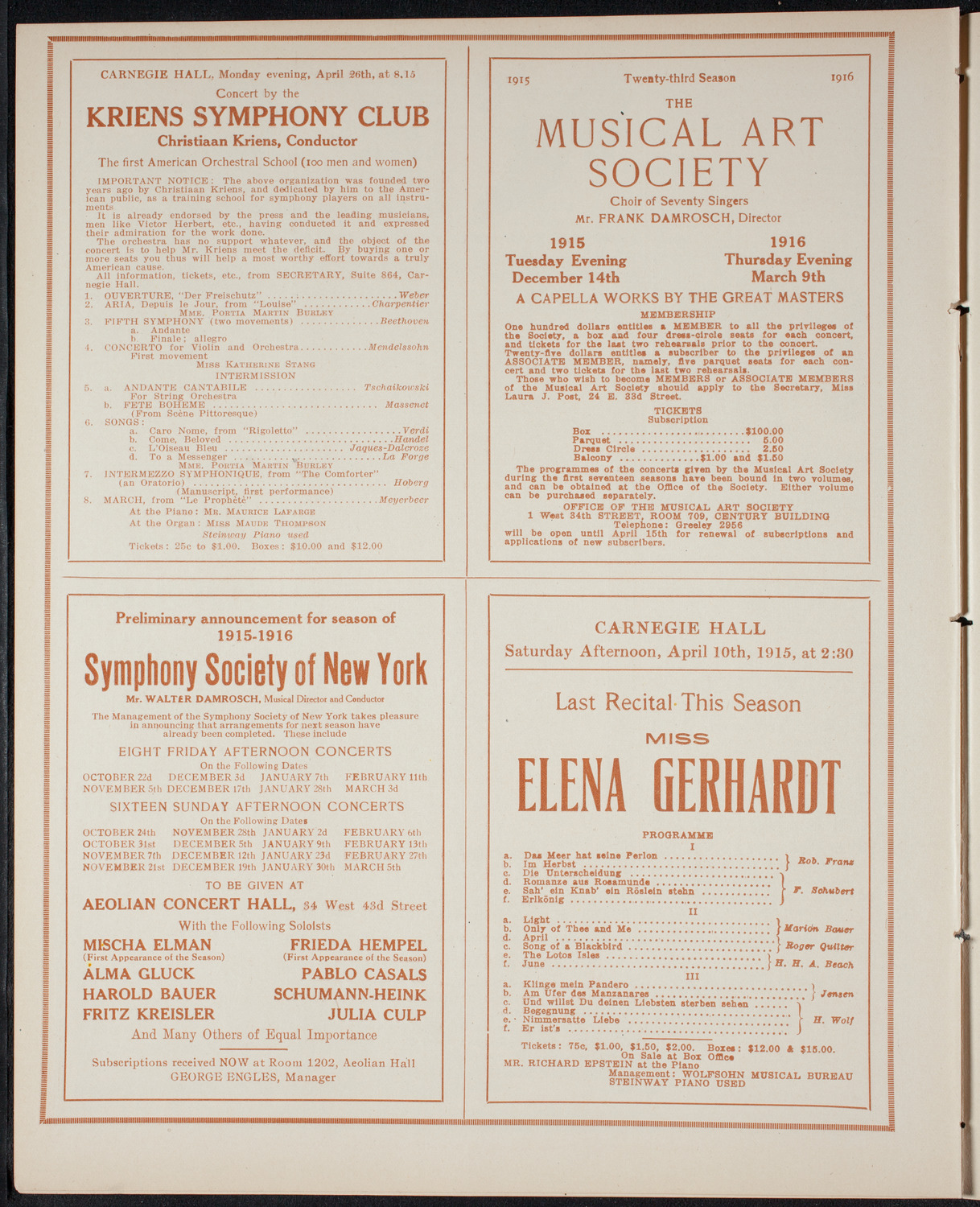 Benefit: Music School Settlement, March 25, 1915, program page 8