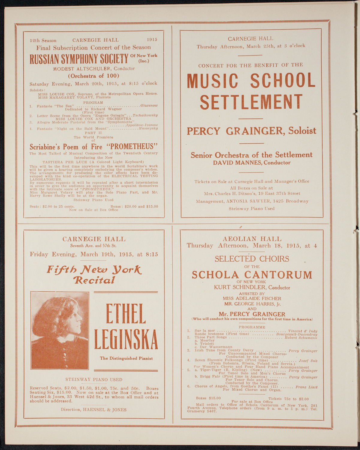 John McCormack, Tenor, March 14, 1915, program page 10