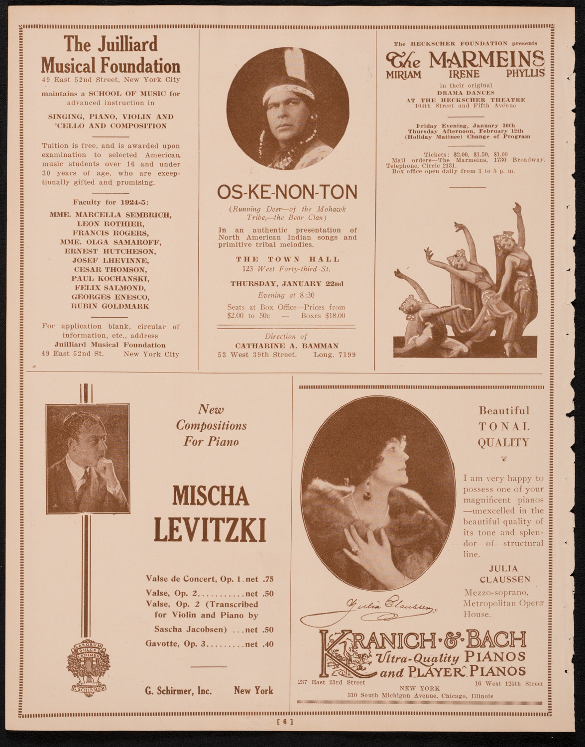 New York Philharmonic, January 17, 1925, program page 6