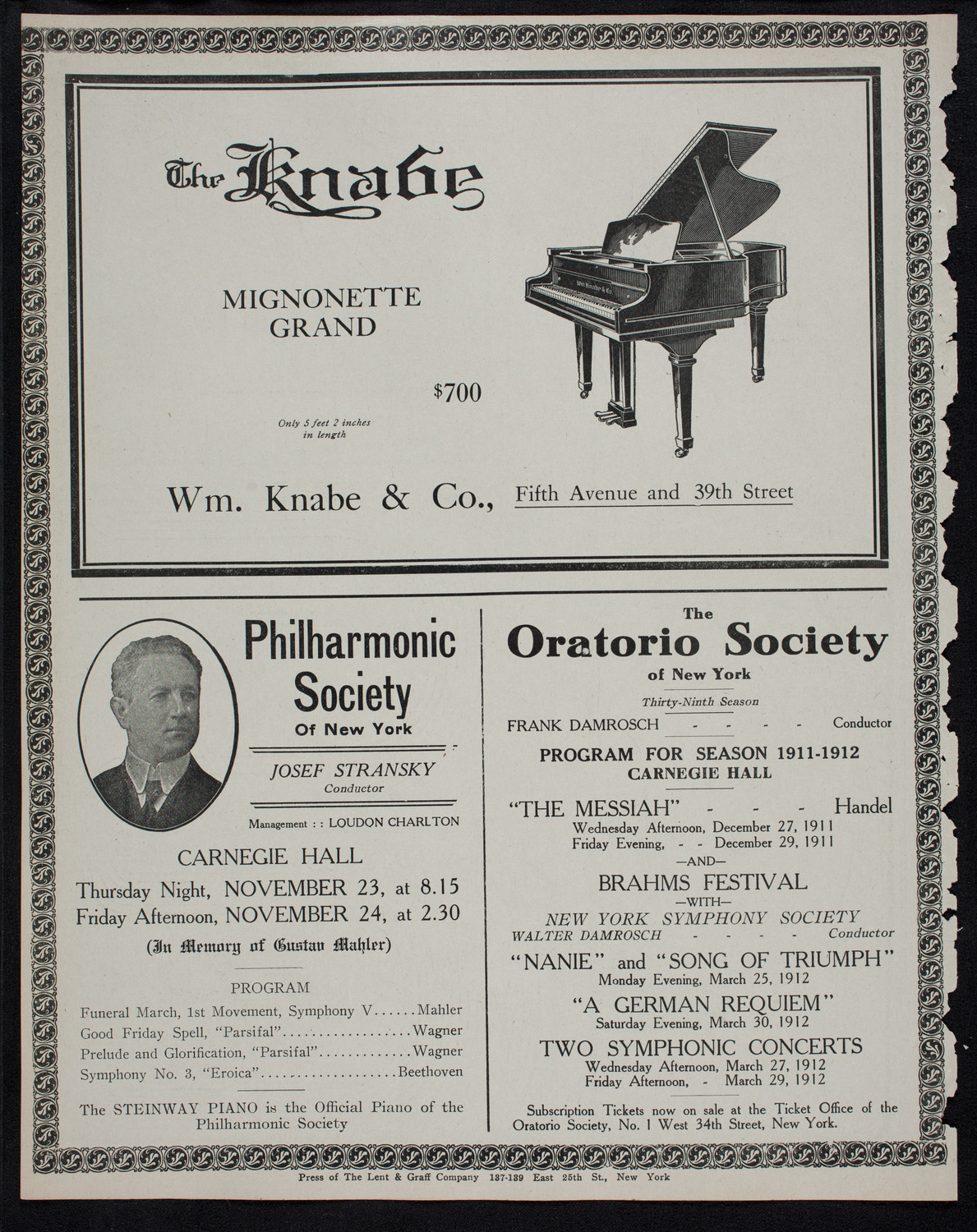 Russian Symphony Society of New York, November 19, 1911, program page 12