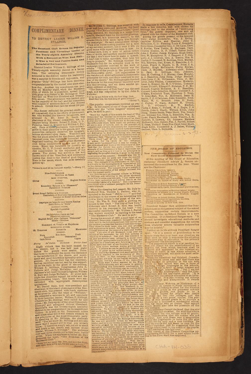 Isaac Hopper Scrapbook, page 35: 1892-1893