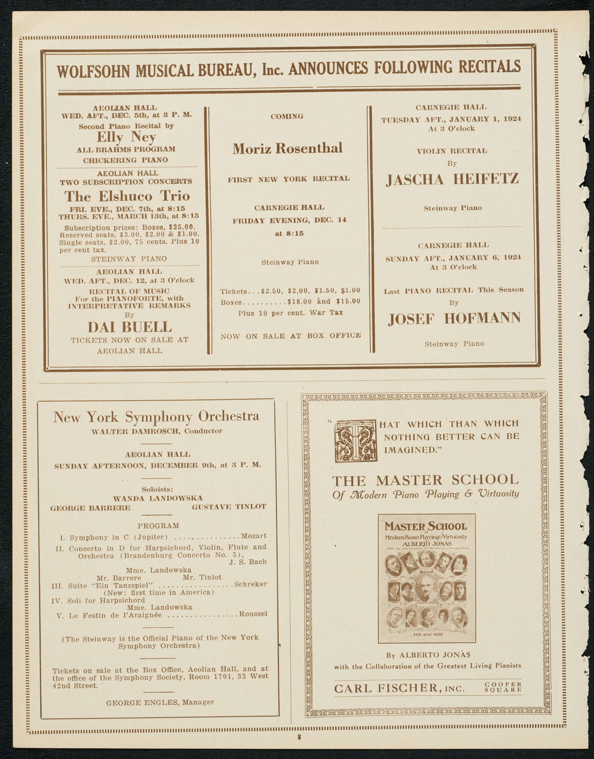 New York Philharmonic Students' Concert, December 3, 1923, program page 8