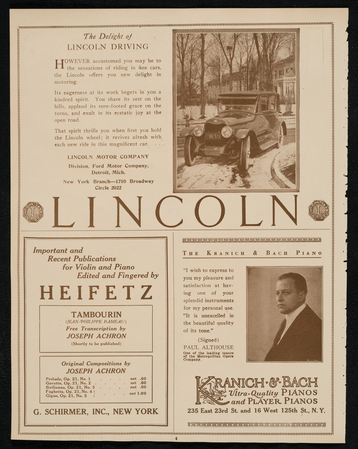 Philadelphia Orchestra, January 2, 1924, program page 6
