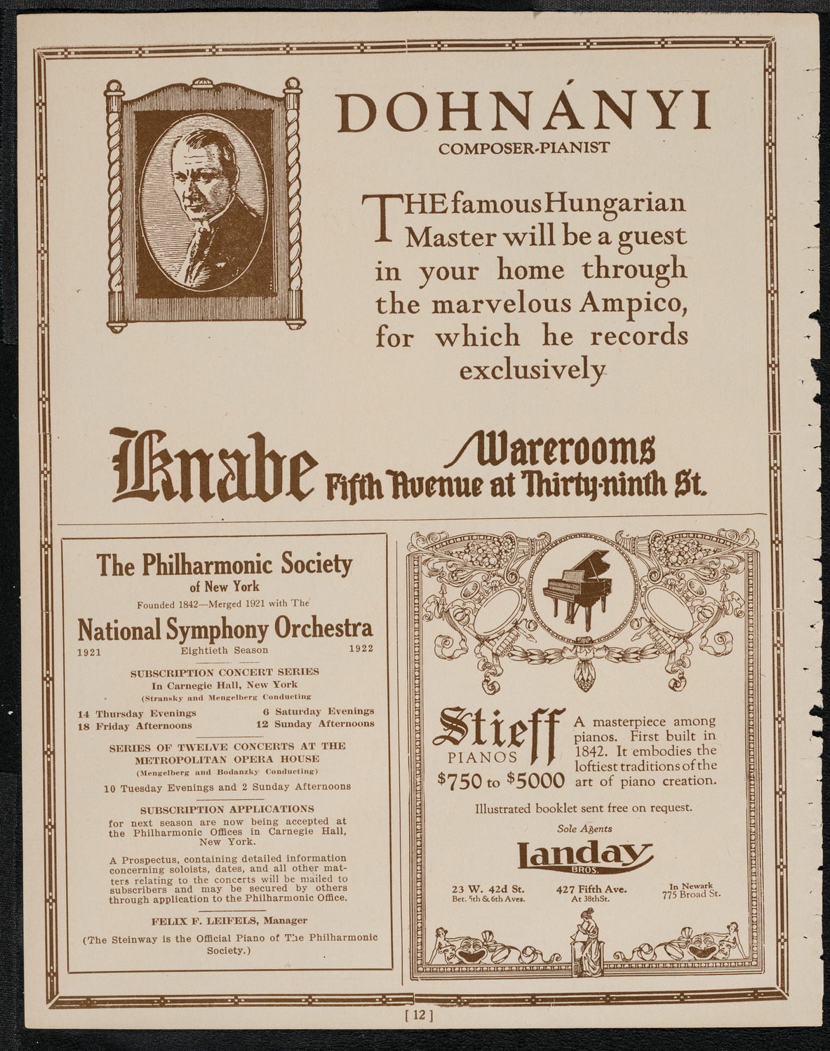 National Symphony Orchestra, April 24, 1921, program page 12