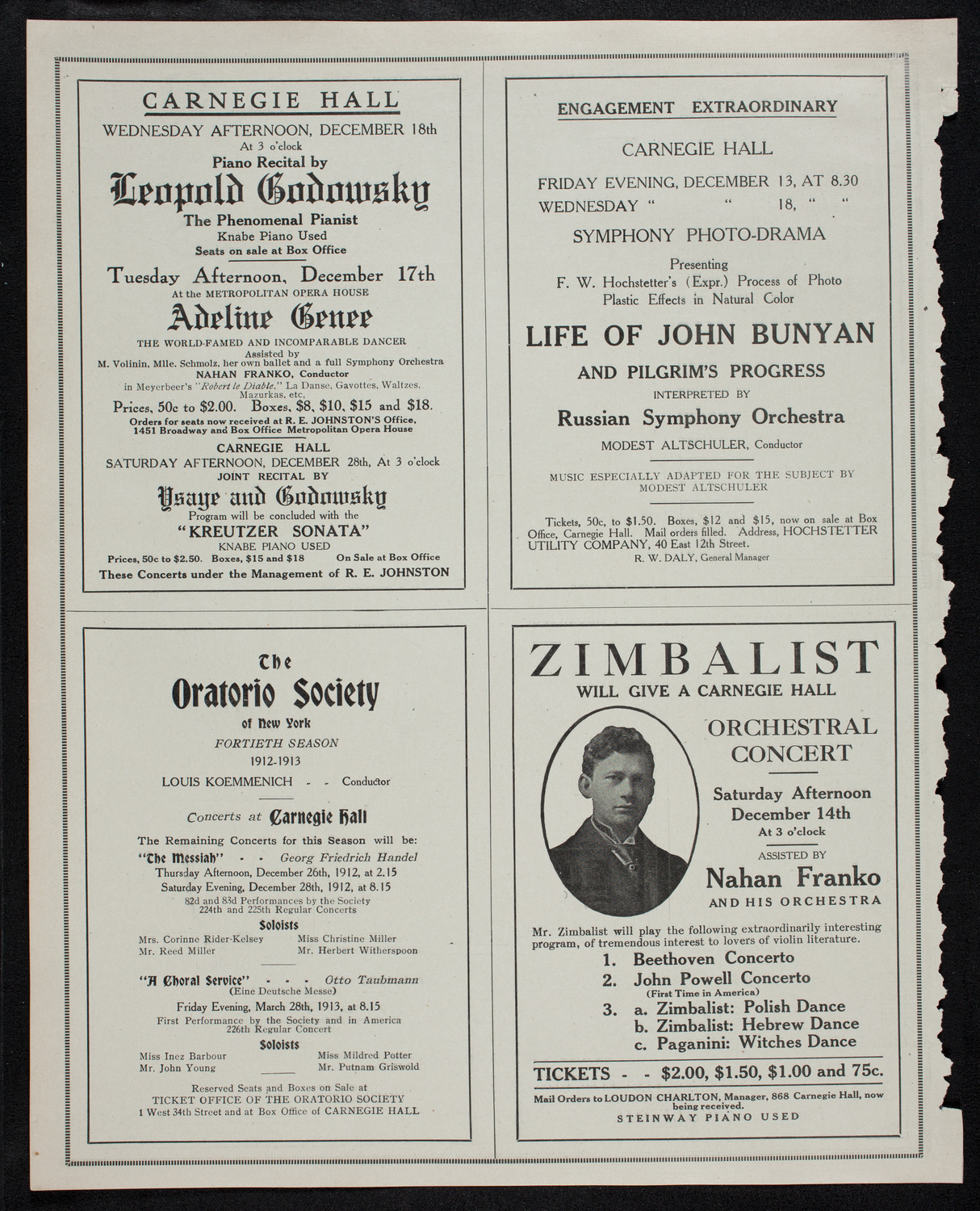 Eugène Ysaÿe, Violin, with the New York Philharmonic, December 10, 1912, program page 10