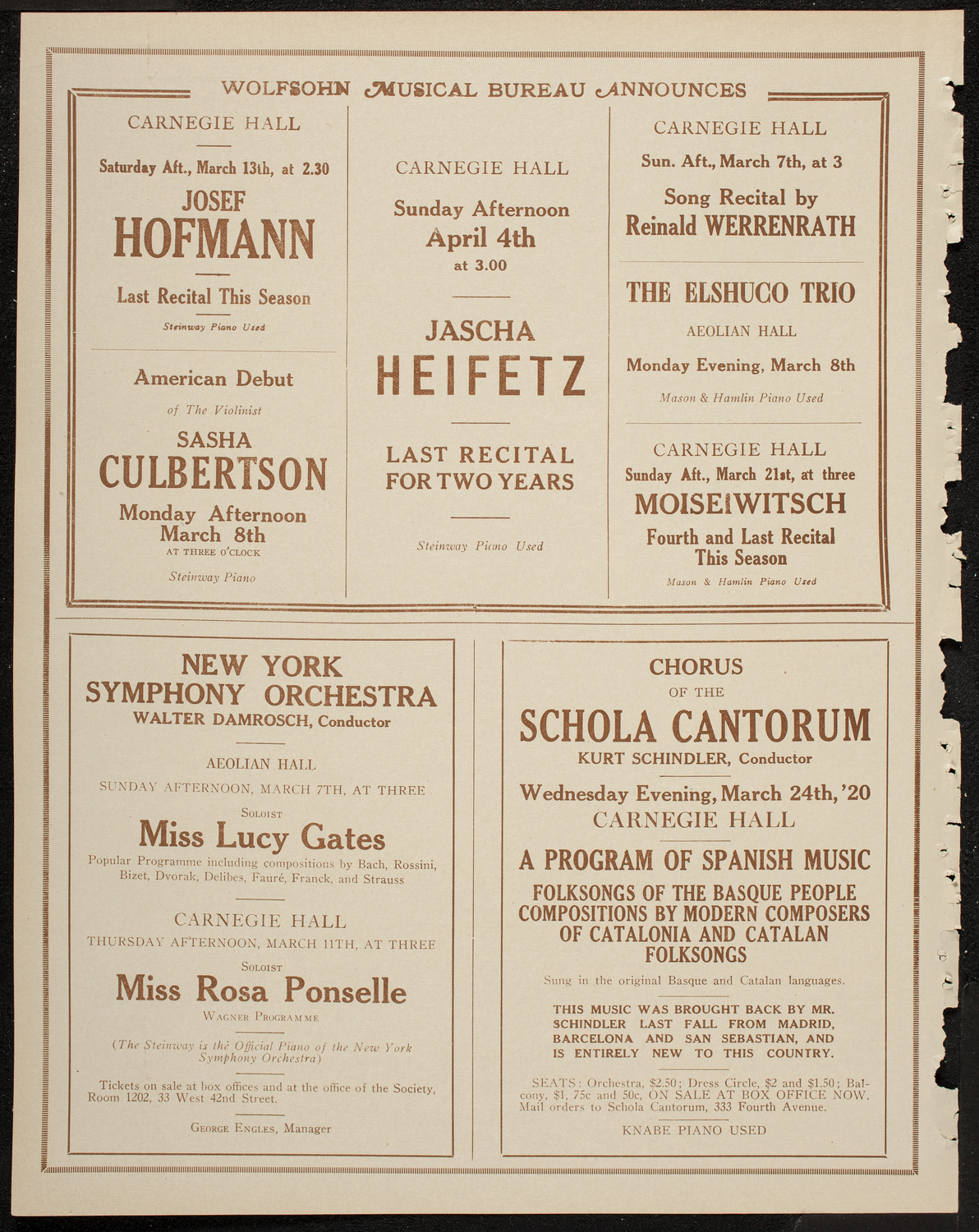 New York Philharmonic, February 26, 1920, program page 8
