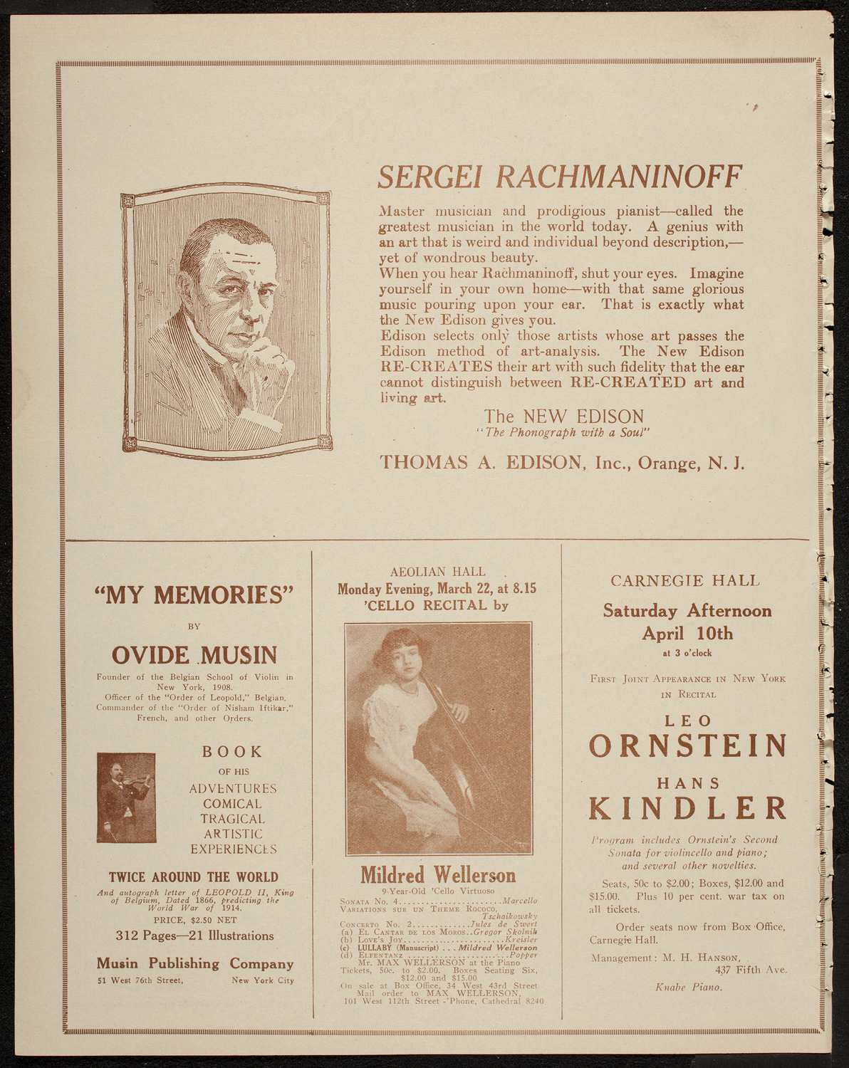 Isadora Duncan Dancers, March 13, 1920, program page 2