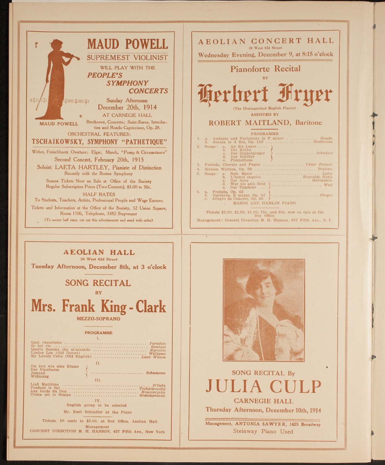 New York Symphony Orchestra, December 3, 1914, program page 11