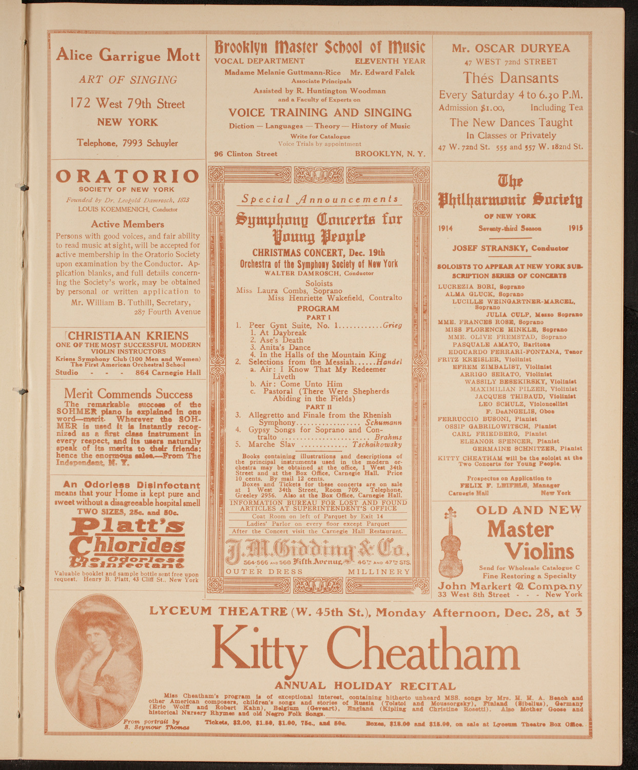 New York Philharmonic, December 18, 1914, program page 9