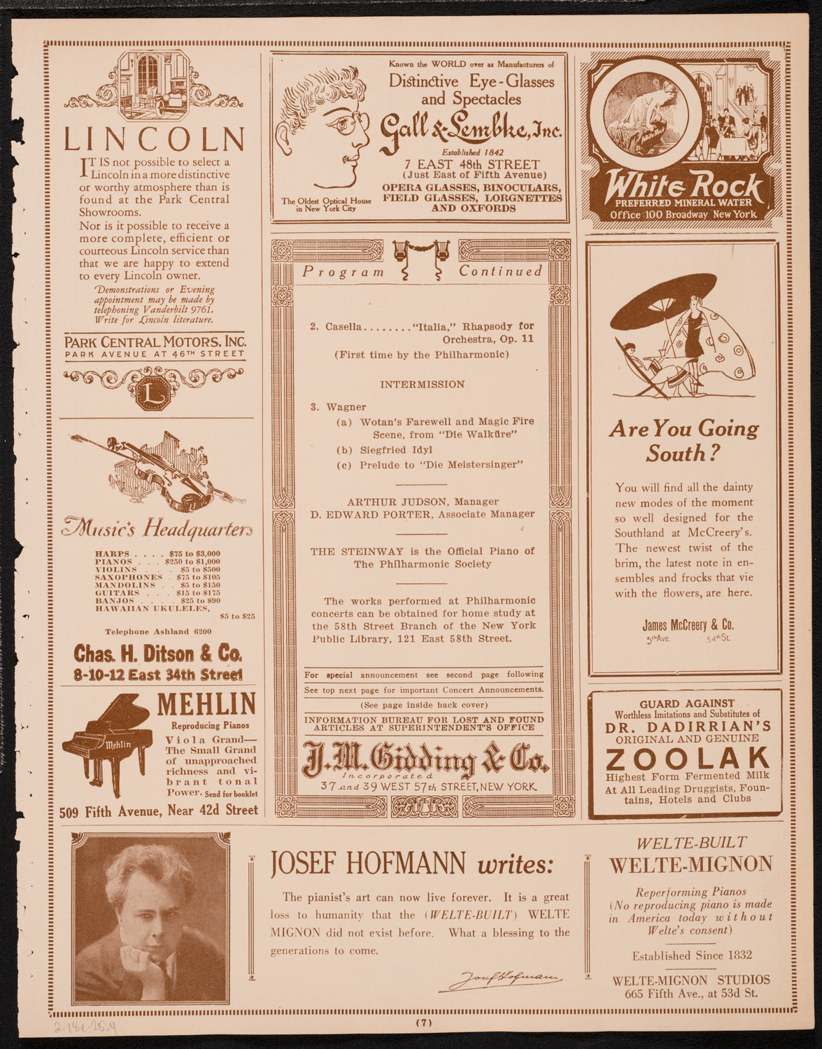 New York Philharmonic Students' Concert, February 18, 1925, program page 7