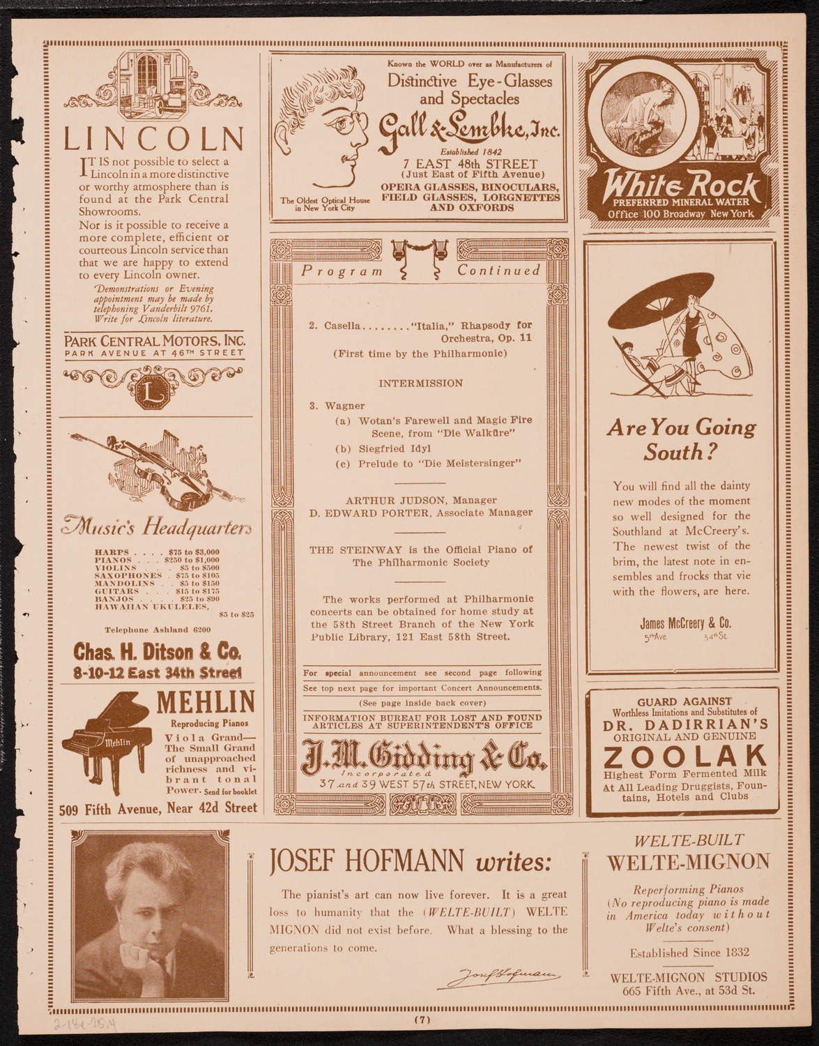 New York Philharmonic Students' Concert, February 18, 1925, program page 7