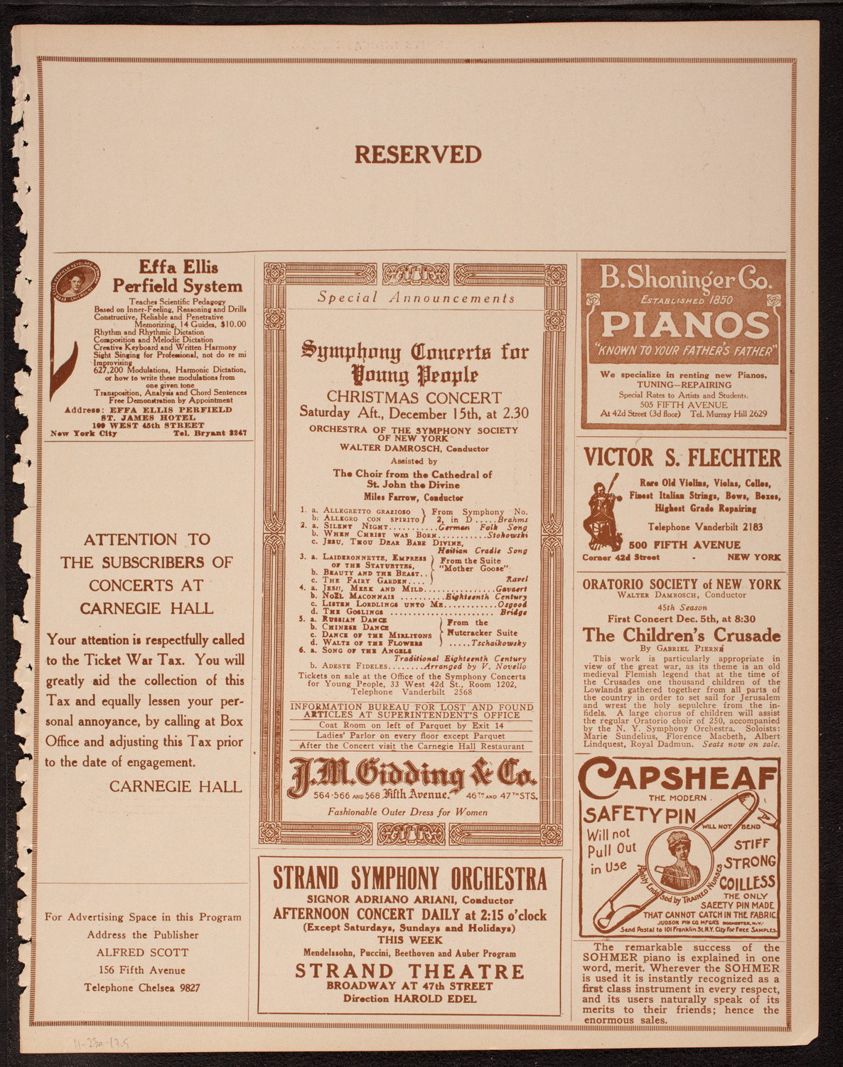 New York Philharmonic, November 23, 1917, program page 9