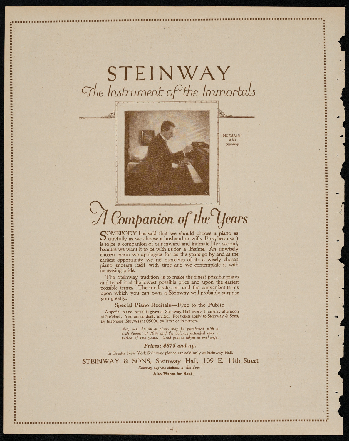 Rene Benedetti, Violin, February 20, 1922, program page 4