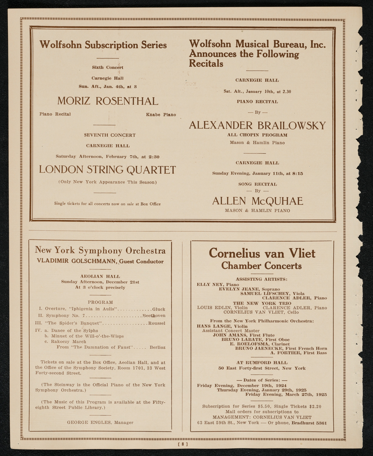 State Symphony Orchestra of New York, December 17, 1924, program page 8