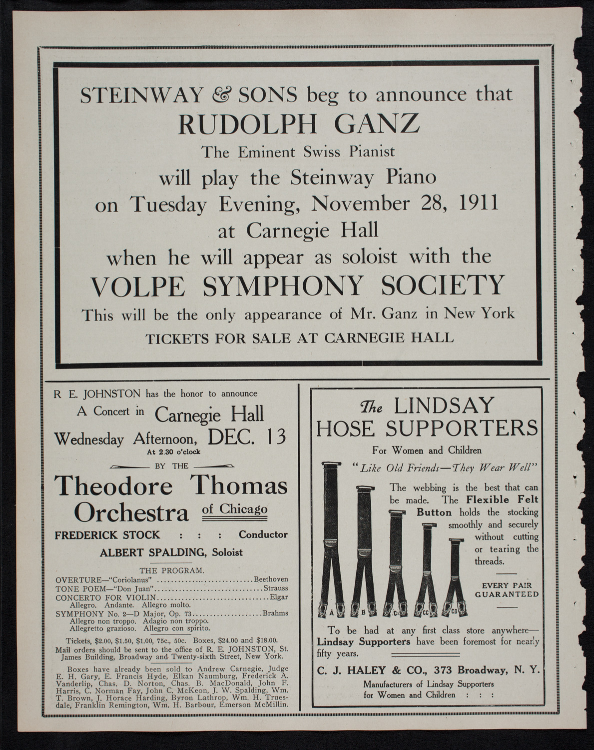 Benefit: Children of the Masonic Home, November 25, 1911, program page 4