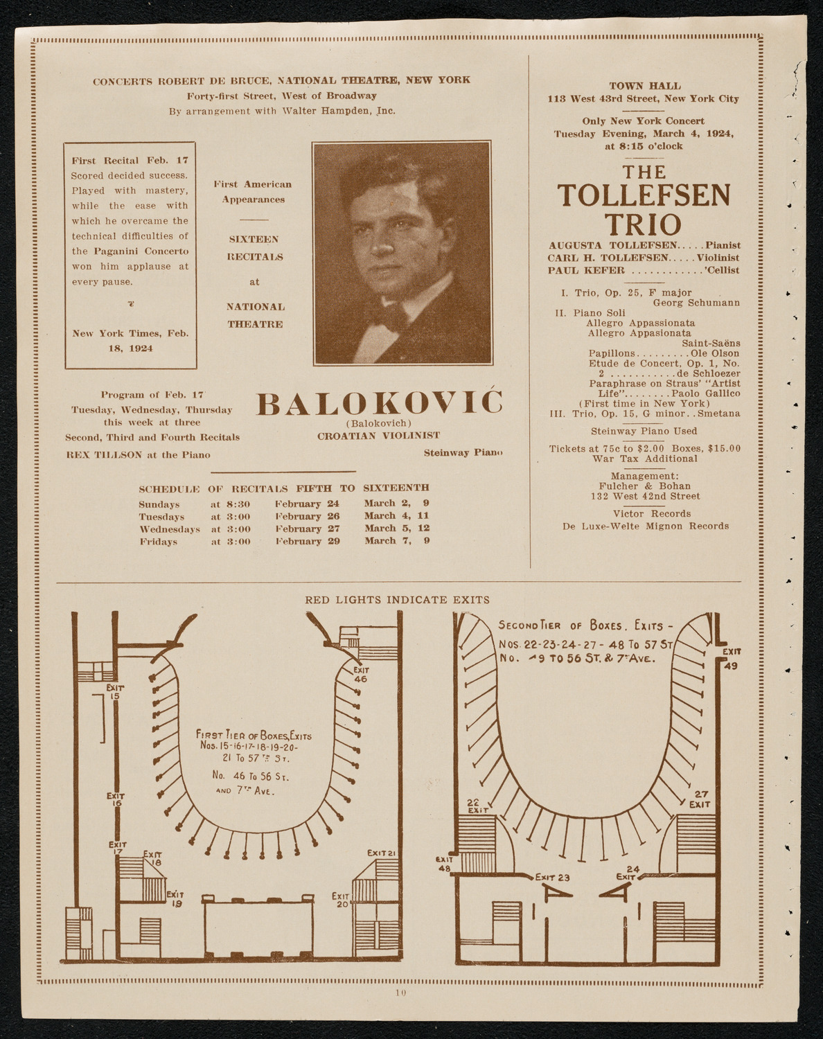 New York Philharmonic, February 29, 1924, program page 10
