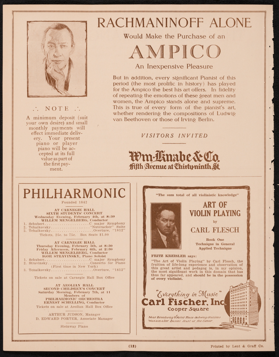 New York Philharmonic, January 31, 1925, program page 12