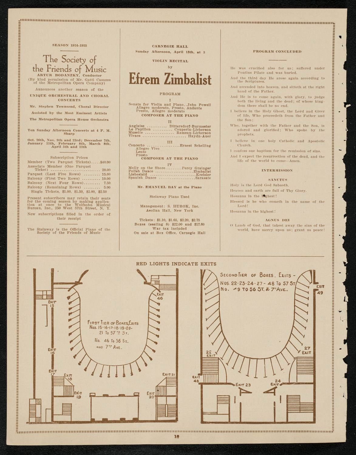 Oratorio Society of New York, April 9, 1924, program page 10