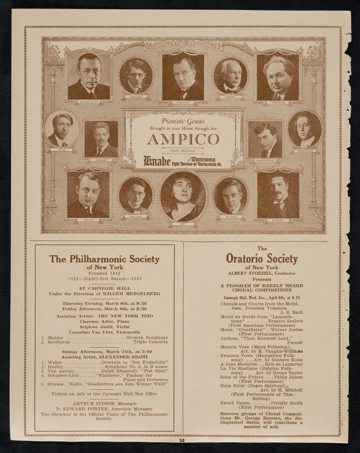 New York Philharmonic, March 7, 1923, program page 12