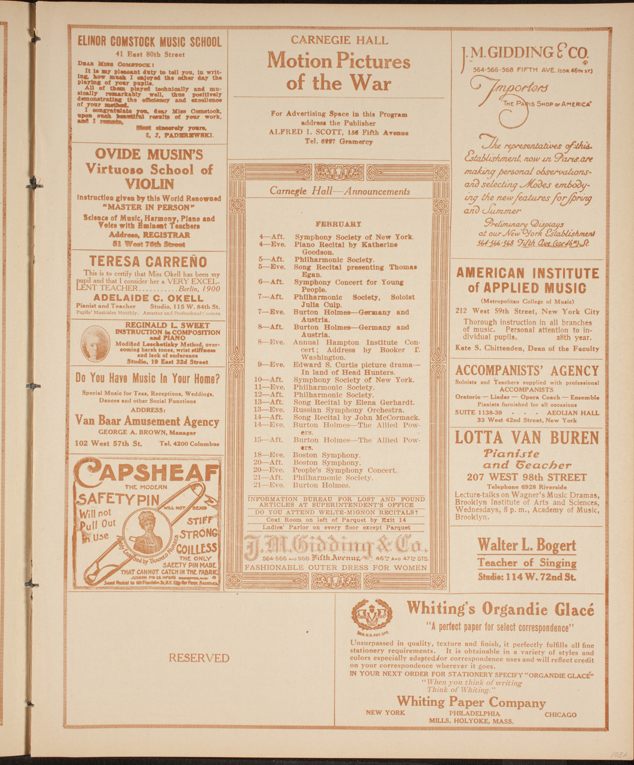 The Civic Forum, February 3, 1915, program page 3