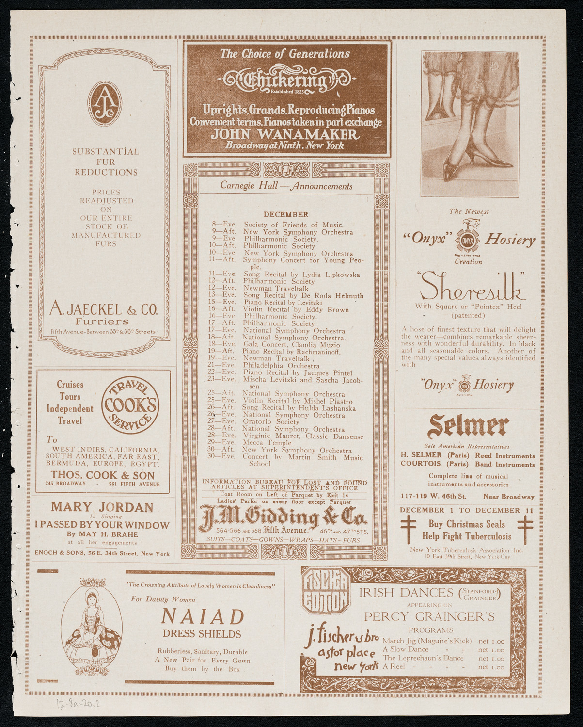 National Symphony Orchestra, December 8, 1920, program page 3
