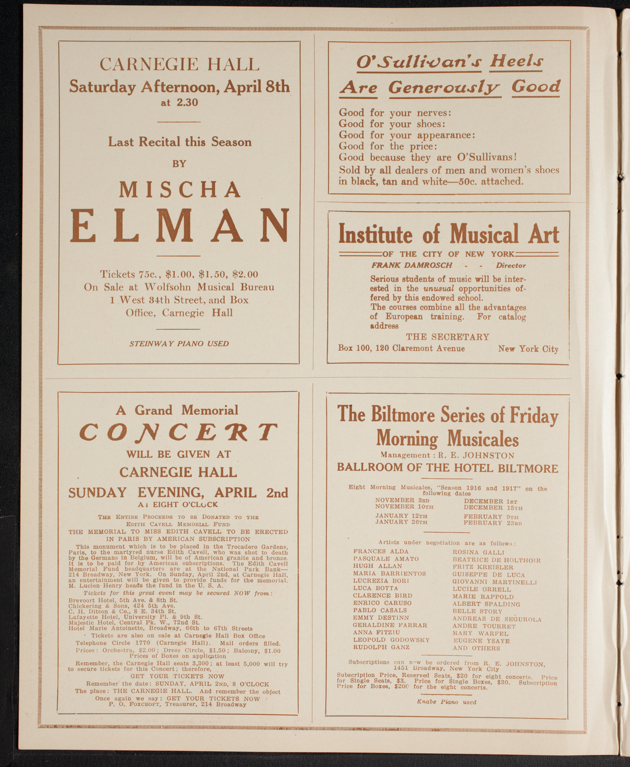 New York Philharmonic, March 10, 1916, program page 2