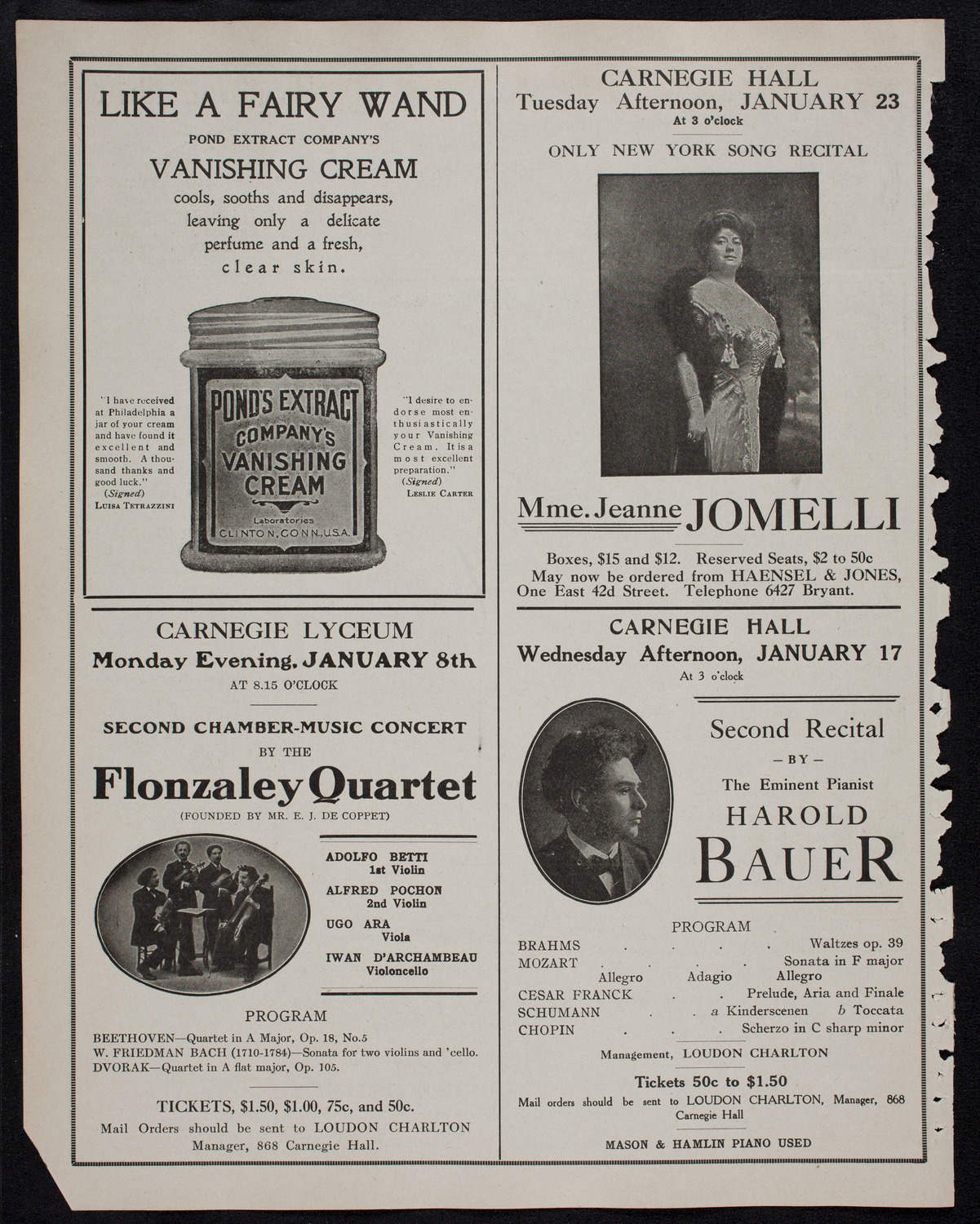 New York Philharmonic, January 7, 1912, program page 8