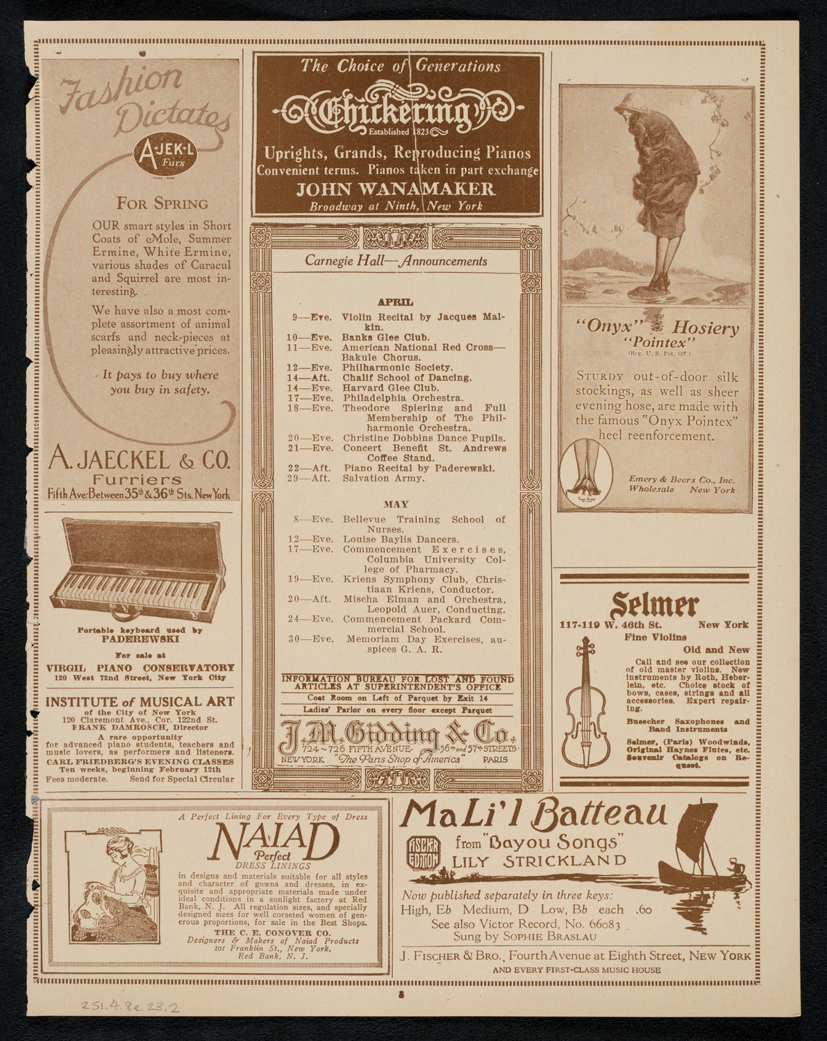 Sir Arthur Conan Doyle, April 8, 1923, program page 3