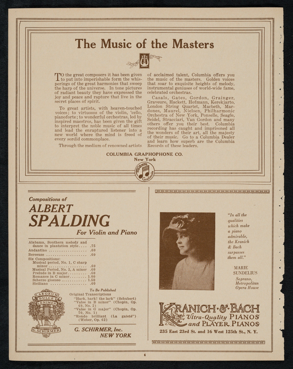 Sergei Rachmaninoff, Piano, March 24, 1923, program page 6
