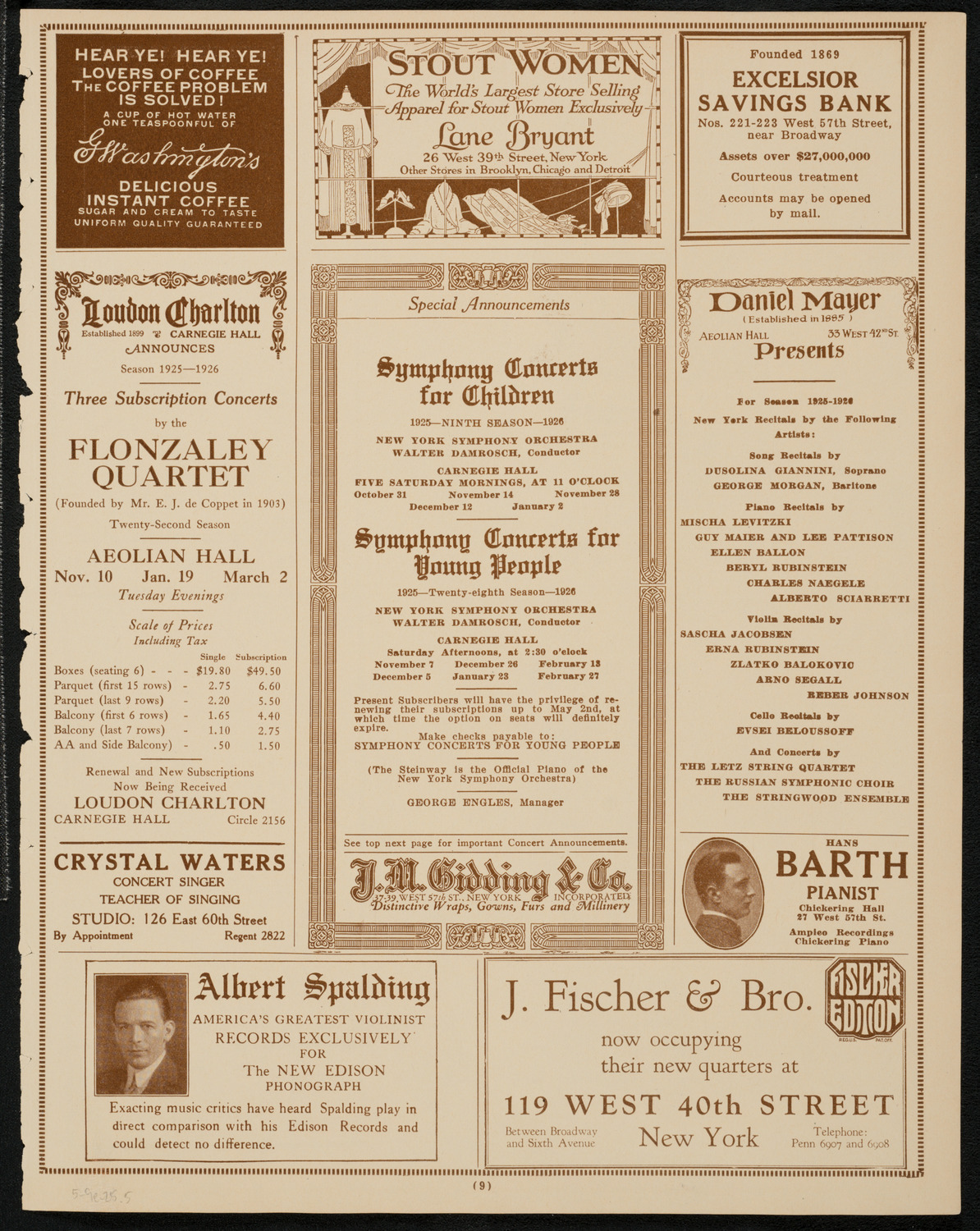 Freiheit Gesang Verein, May 9, 1925, program page 9