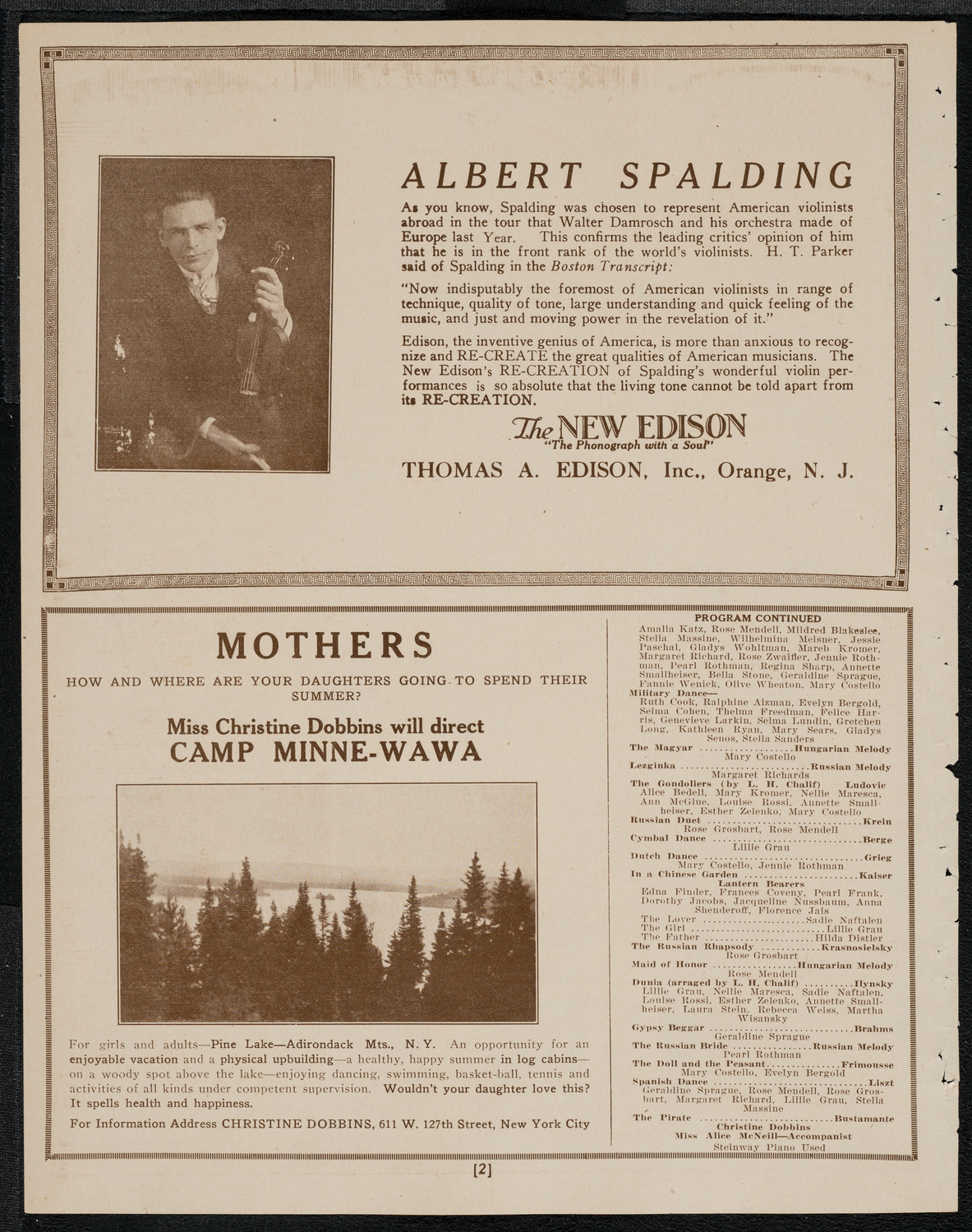 Pupils of Christine Dobbins, May 18, 1921, program page 2