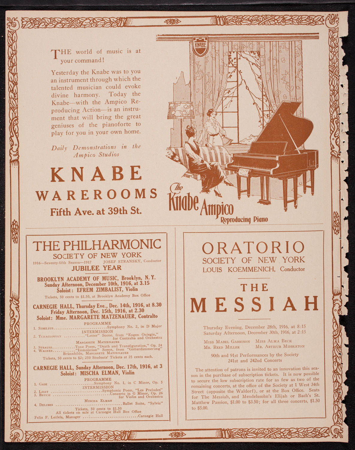 Bogumil Sykora, Cello, December 12, 1916, program page 12