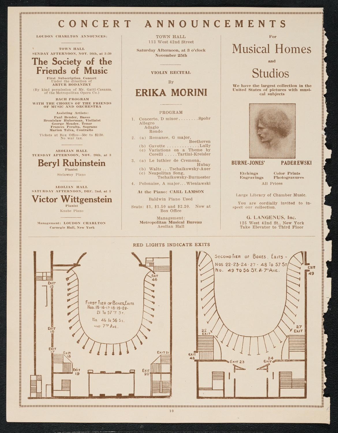Ignacy Jan Paderewski, Piano, November 22, 1922, program page 10