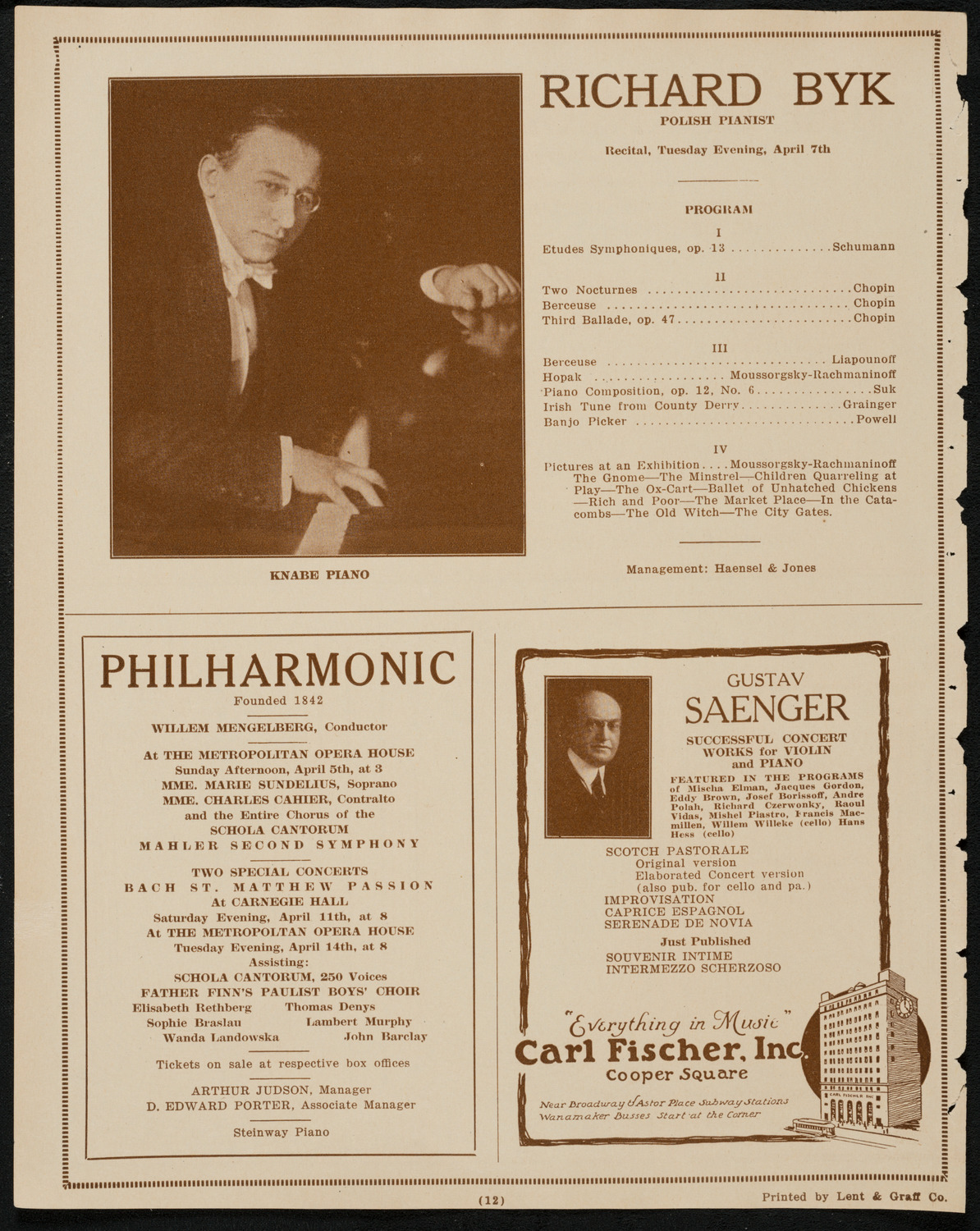 Freiheit Jubilee Concert, April 4, 1925, program page 12