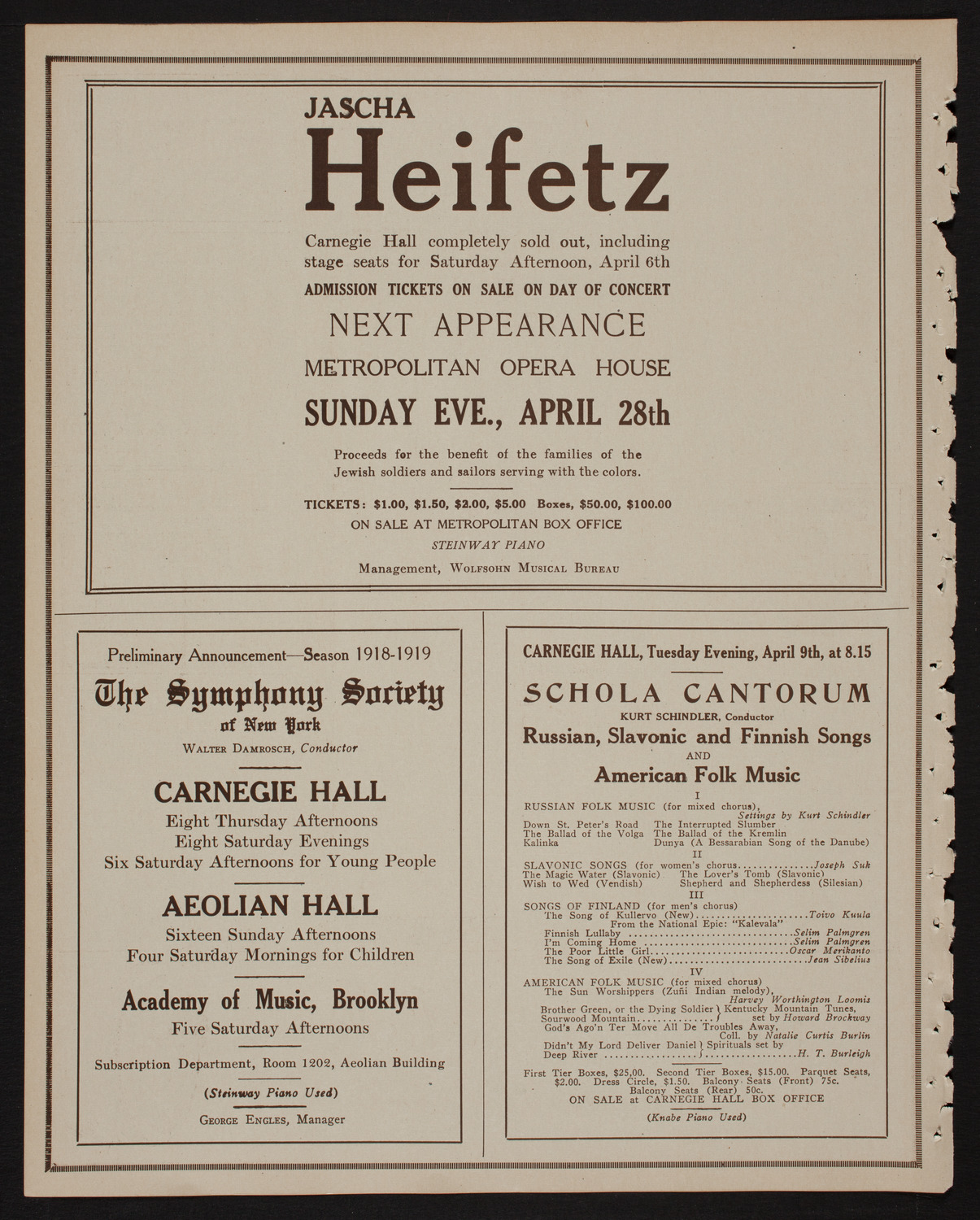 Margaret Matzenauer, Mezzo-Soprano, April 5, 1918, program page 8
