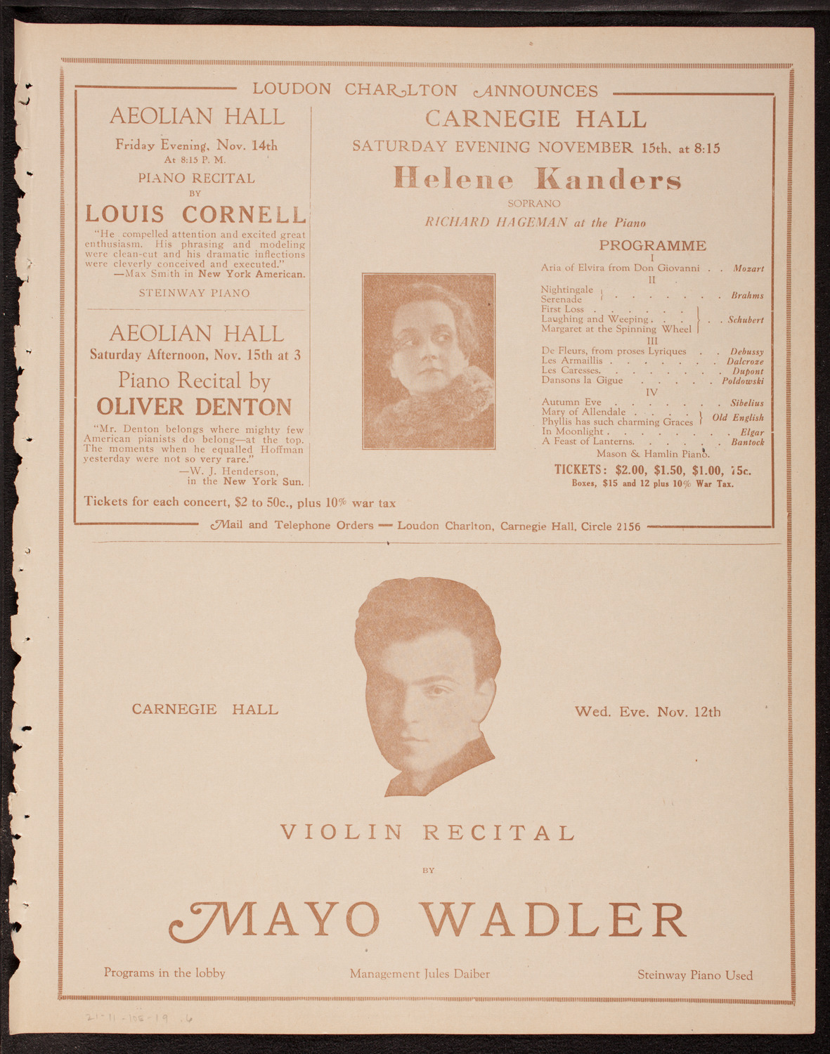 Kathryn Lee, Soprano, November 10, 1919, program page 11